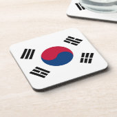 懸命プラスチックのコースターで韓国国旗を掲げた コースター (左側)