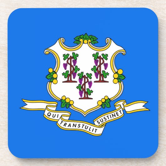 懸命プラスチックのコースターで、米国コネチカット州旗 コースター (正面)
