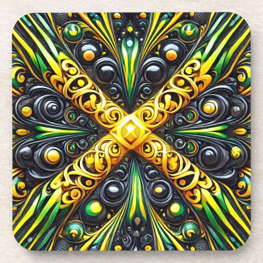 懸命プラスチックのコースターとジャマイカカラーデザイン コースター (正面)