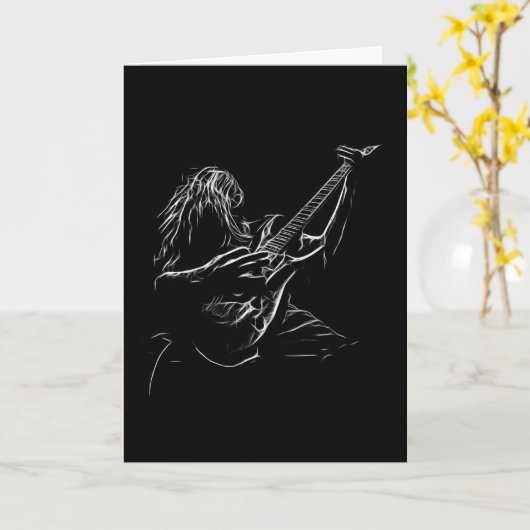 懸命ロックヘビーメタルアートギタリスト誕生日カード カード (黄色い花)