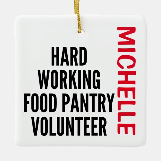 懸命ワーキングフードパントリーボランティアカスタム セラミックオーナメント (正面)