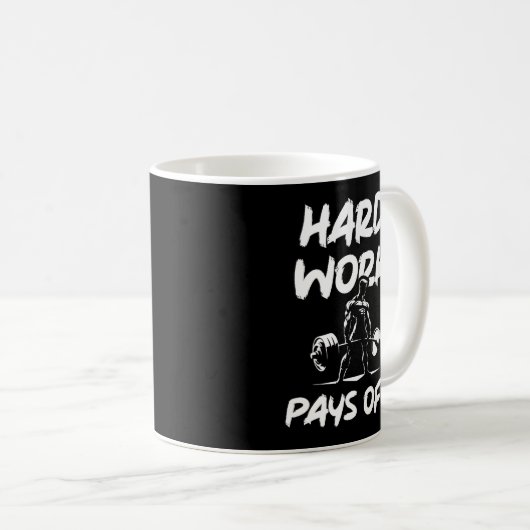 懸命ワークペイオフジムトレーニングフィットネス動機 コーヒーマグカップ (正面右)