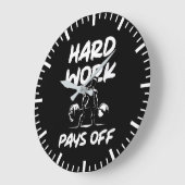 懸命ワークペイオフジムトレーニングフィットネス動機 ラージ壁時計 (傾斜)