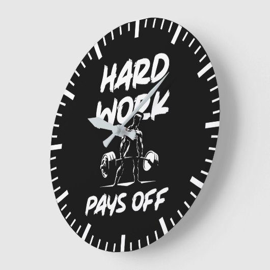 懸命ワークペイオフジムトレーニングフィットネス動機 ラージ壁時計 (傾斜)