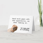 懸命作業とFaking Itおめでとう カード (正面)