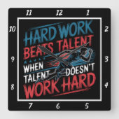 懸命作業ビートタレントランナー スクエア壁時計 (正面)