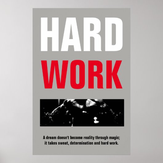 懸命作業ボディビルフィットネス やる気を起こさせる ポスター (正面)