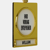 懸命作業起業家 ゴールドプレートバナーオーナメント (右)