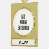 懸命作業起業家 ゴールドプレートバナーオーナメント (左)
