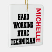 懸命作業HVAC技術者のカスタム セラミックオーナメント (右)