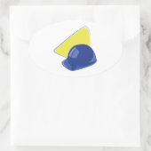 懸命帽子 楕円形シール (バッグ)