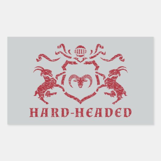 懸命頭の紋章ヤギの長方形シール 長方形シール (正面)