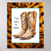 懸命to Tame – タイガー女性のカーボーイブーツポスターアート ポスター (正面)