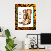 懸命to Tame – タイガー女性のカーボーイブーツポスターアート ポスター (ホームオフィス)