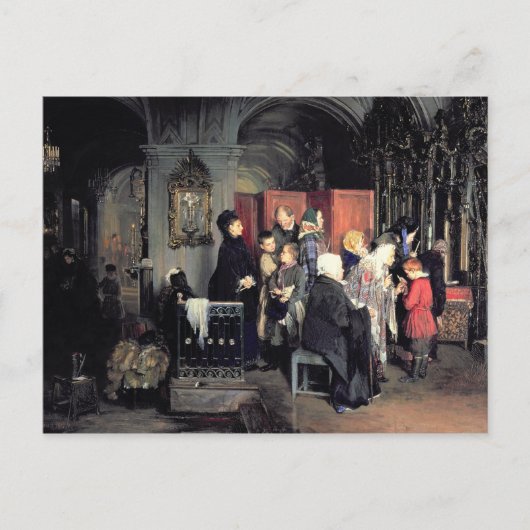 懺悔の前の1877年 ポストカード (正面)