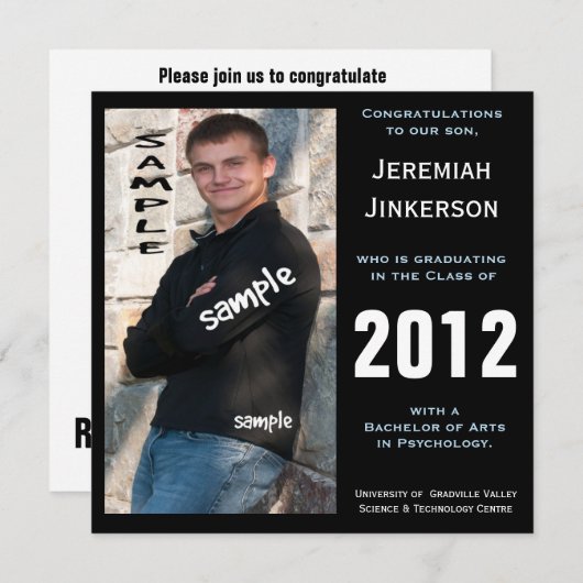 成モダン熟生卒業会招待状 招待状 (正面/裏面)