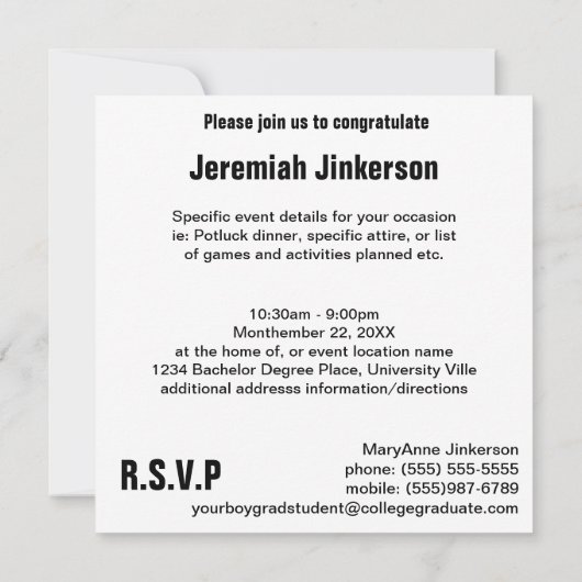 成モダン熟生卒業会招待状 招待状 (裏面)