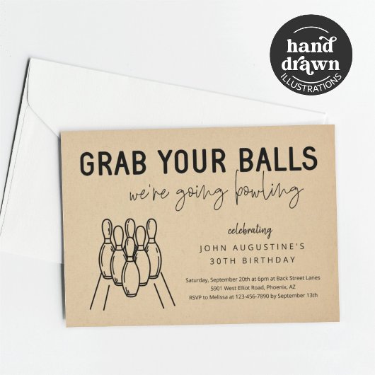 成人おもしろいボーリングパーティの招待状 招待状