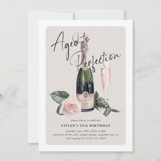 成人エレガント誕生日に達ガーリーした 招待状 (正面)