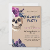 成人ハローウィンパーティゴシックスカル招待状 シーズンカード (正面)