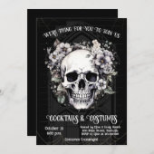 成人ハローウィンパーティスカルゴシックヴィンテージ 招待状 (正面/裏面)