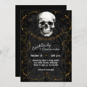 成人ハローウィンパーティスカルゴシックヴィンテージ 招待状 (正面/裏面)