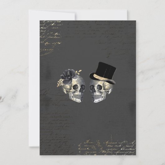 成人ハローウィンパーティヴィンテージゴシックスカルインビタット 招待状 (裏面)