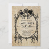 成人ハローウィンパーティヴィンテージゴシックスカル 招待状 (正面)