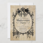 成人ハローウィンパーティヴィンテージゴシックスカル 招待状 (正面)
