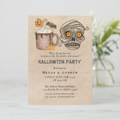 成人ハローウィンパーティヴィンテージゴシックスカル 招待状 (スタンド正面)