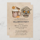 成人ハローウィンパーティヴィンテージゴシックスカル 招待状 (正面/裏面)