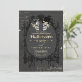 成人ハローウィンパーティヴィンテージゴシックスカル 招待状 (スタンド正面)