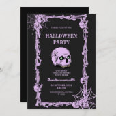 成人ハローウィンパーティヴィンテージゴシックスカル 招待状 (正面/裏面)