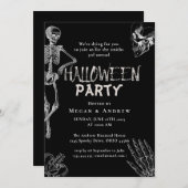 成人ハローウィンパーティヴィンテージゴシックスカル 招待状 (正面/裏面)