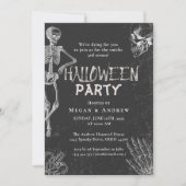 成人ハローウィンパーティヴィンテージゴシックスカル 招待状 (正面)