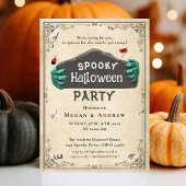 成人ハローウィンパーティヴィンテージゴシックスカル 招待状