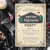 成人ハローウィンパーティヴィンテージゴシックスカル 招待状