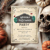 成人ハローウィンパーティヴィンテージゴシックスカル 招待状