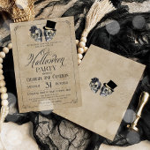 成人ハローウィンパーティヴィンテージゴシックスカル 招待状
