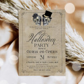 成人ハローウィンパーティヴィンテージゴシックスカル 招待状