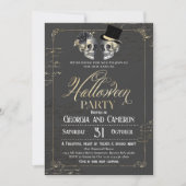 成人ハローウィンパーティヴィンテージゴシックスカル 招待状 (正面)