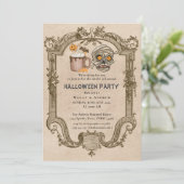 成人ハローウィンパーティヴィンテージゴシックスカル 招待状 (スタンド正面)