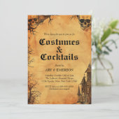 成人ハローウィンパーティヴィンテージゴシックスカル 招待状 (スタンド正面)