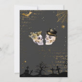 成人ハローウィンパーティヴィンテージスカルゴシック金ゴールド 招待状 (裏面)