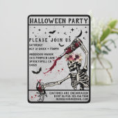 成人ハローウィンパーティヴィンテージスカル 招待状 (スタンド正面)