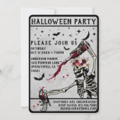 成人ハローウィンパーティヴィンテージスカル 招待状 (正面)