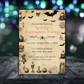 成人ハローウィンパーティヴィンテージ不気味スカル 招待状