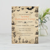 成人ハローウィンパーティヴィンテージ不気味スカル 招待状 (スタンド正面)