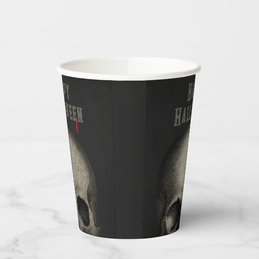 成人ハローウィンパーティ不気味スカル 紙コップ (左)