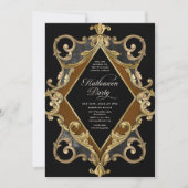 成人ハローウィンパーティ金ゴールド華美ヴィンテージ 招待状 (正面)